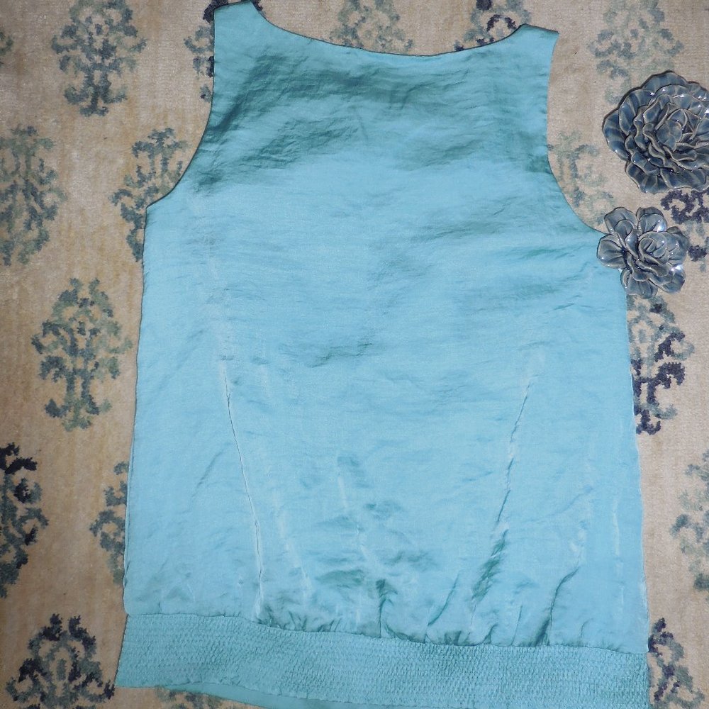 LOFT Light Blue Ruffle Top - Picture 3 of 5